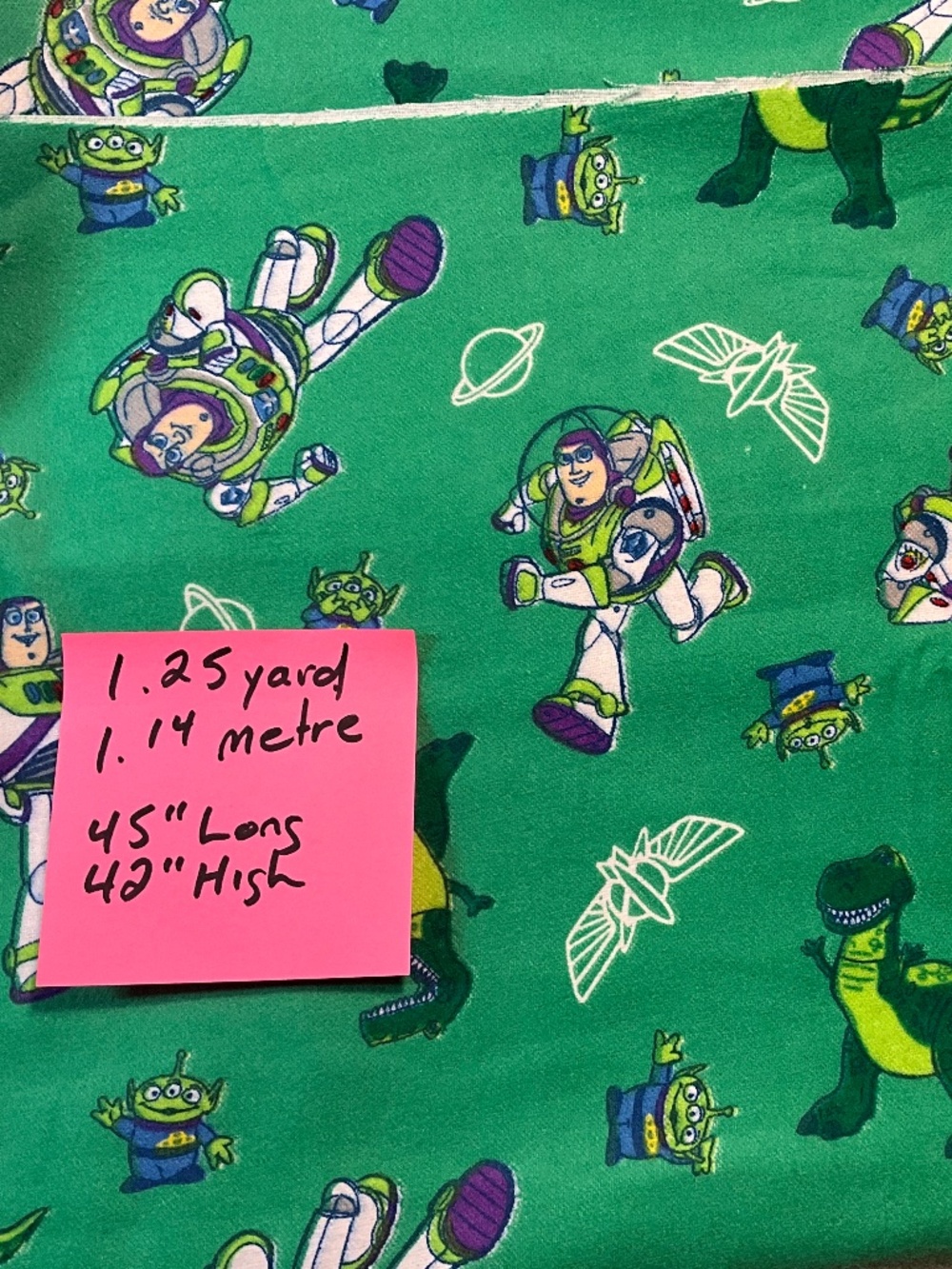 Disney Toy Story Buzz Lightyear Flannel Fabric 1.25 yard